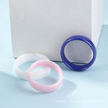 Bijoux en gros à chaud Anneaux de céramique de 6 mm Bague bleu foncé et rose